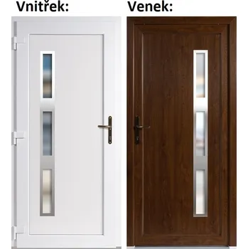 Vchodové dveře Plastové vchodové dveře Soft Julie Inox zlatý dub/bílá 100x210 cm, levé