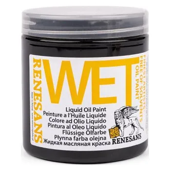 Olejová barva Podkladová olejová barva Wet 250ml – černá (Podkladová tekutá olejová barva Wet pro techniku Bob ross 250ml – černá)