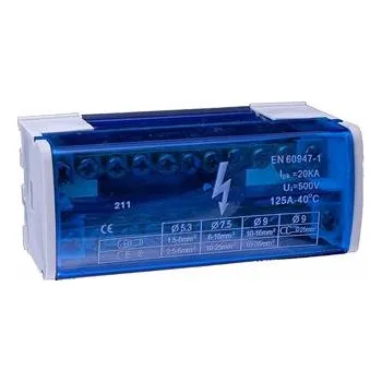 Rozvaděč Distribuční blok VCX BLK 211 / 2 póly / 11 otvorů / 125A / na DIN lištu