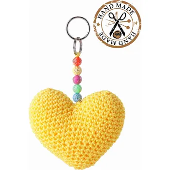 plyšák Wooline Přívěšek háčkované srdce, žluté RUČNÍ VÝROBA V ČESKÉ REPUBLICE! Doprodej!