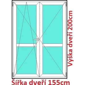 Okno Soft Dvoukřídlé balkonové dveře s příčkou 155x200 cm, otevíravé a sklopné