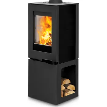 Krbová kamna Krbová kamna na dřevo ALMEVA CUBUS STEADY, výkon 4-6,5 kW s bočním dekorativním sklem IBFPCS15 + Doprava Zdarma