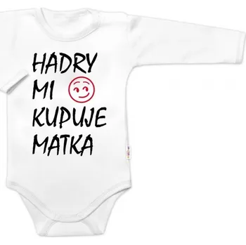 Kojenecký body Body dlouhý rukáv Hadry mi kupuje matka, Baby Nellys, bílé, Velikost koj. oblečení 74 (6-9m)