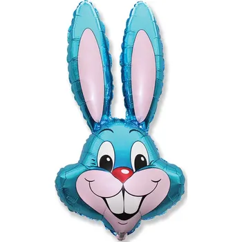 Fóliový balónek Králík, modrý, 90x58cm (volný)