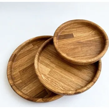 Talíř Sada dubových talířů 3 kusy D16, D19, D22