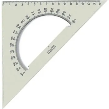 pravítka Koh-i-noor - trojúhelník 16 cm s úhloměrem, kouřový