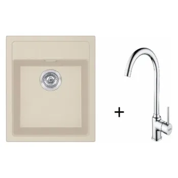 Kuchyňský dřez Franke SET T100 - SID 610-40 Tectonite Béžová + FP 9000 Bez sprchy Chrom + ZÁRUKA 5 LET ZDARMA