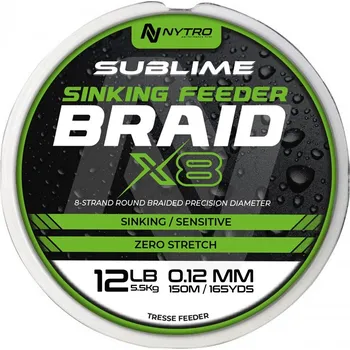 Nytro Šňůra Sublime X8 Sinking Feeder Braid 150m průměr a nosnost: 0,12mm 5,9kg