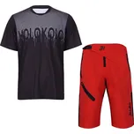 HOLOKOLO Cyklistický MTB dres a kalhoty - FORCE MTB - bílá/červená/černá