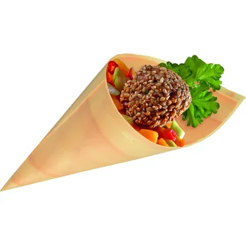 Jednorázové nádobí Toppapír FINGERFOOD dřevěný kornoutek Ø45mm 50ks