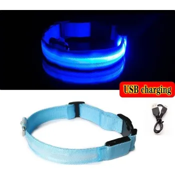 Obojek pro psa USB Svítící obojek pro psa S-XL - Modrý,XL 42 - 56 cm