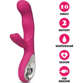Vibrátor VšeNaSex.cz Silikonový vibrátor USB G-Spot Anna Dual Vibe růžový