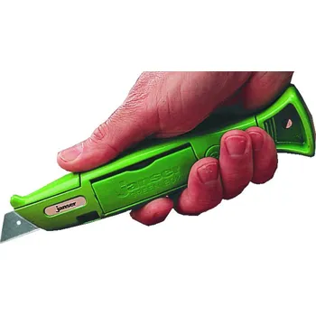 Pracovní nůž JANSER Bezpečnostní nůž GREEN KNIFE v pouzdře s 20 rovnými čepelemi