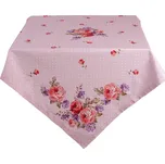 Růžový bavlněný ubrus na stůl s růžemi Dotty Rose – 130x180 cm