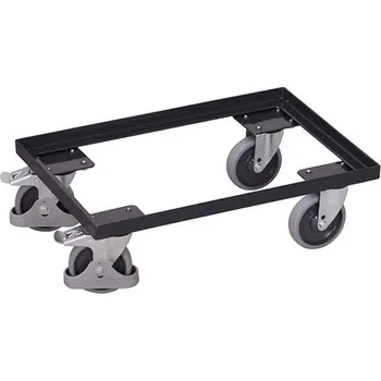 Plošinový vozík Ocelový podvozek EURO na přepravky, ložná plocha 605 x 410 mm, nosnost 250 kg, barva antracit RAL7016