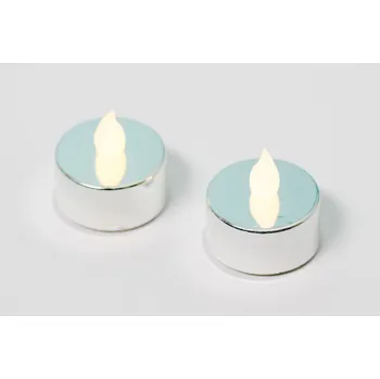 led svíčka Dekorativní sada 2 čajové svíčky, stříbrné