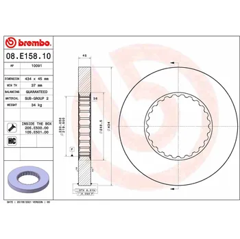 Brzdový kotouč Brzdový kotouč, , BREMBO, 08.E158.10