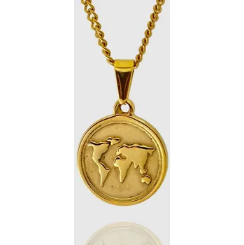 Řetízek Řetízek z chirurgické oceli - ZLATÁ MAPA SVĚTA