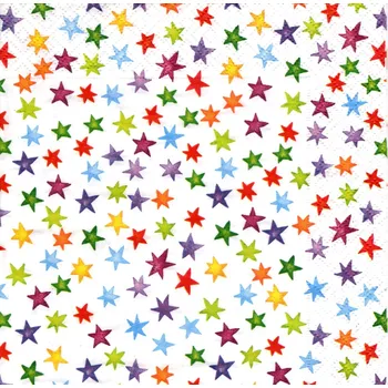 Papírový ubrousek UBR-E58, Ubrousek, 16x16 cm, BAREVNÉ HVĚZDIČKY, 1 kus