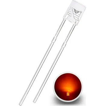Polovodič LED Dioda obdélníková 2x3x4mm, Oranžová čirá