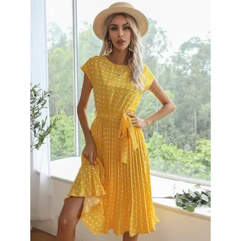 Dámské šaty Dámské letní plážové šaty s jemným puntíkatým vzorem Barva: Žlutá, Velikost: XL