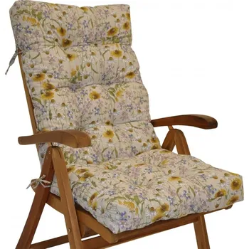 Zahrada Axin Trading s.r.o. Polstr na teakové zahradní křeslo vysoké - látka motiv luční kvítí