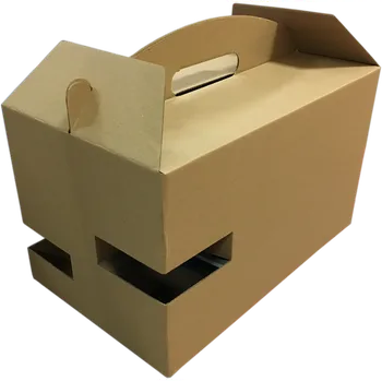 Jednorázové nádobí Toppapír Odnosný kartonový box s úchytem velký kraft 325/197/195mm 50ks