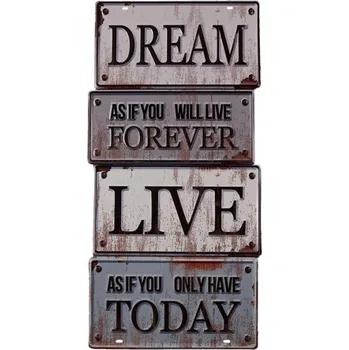 Plechová cedule Nástěnná kovová cedule Love Dream – 30x1x60 cm