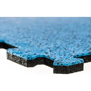 Rohožka Černo-modrá gumová podlahová deska (puzzle - roh) FLOMA Sandwich EPDM - délka 100 cm, šířka 100 cm, výška 2,5 cm