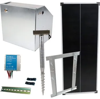 Ohradník Základní sada na solární ohradník s bezpečnostní schránkou, regulátor 10 A, panel 100 W, konzole