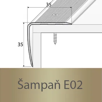 přechodová lišta PROFIL Team - Schodová hrana 35 x 35 mm, šroubovací Barva dekoru: šampaň E02, Délka lišty: 270 cm
