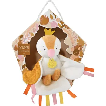 Hračka pro nejmenší Doudou et Compagnie Paris Doudou Dárková sada - hudební plyšová hračka ptáček žlutý 23 cm