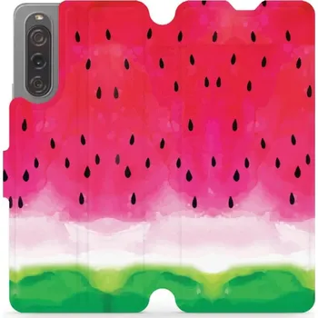 Pouzdro na mobilní telefon Flipové pouzdro Mobiwear - Sony Xperia 10 V - V086S Melounek (Knížkové flip pouzdro, obal, kryt na mobil Sony Xperia 10 V - V086S Melounek, materiál Umělá kůže + TPU - ochrana 360°, stojánek, silikonová vanička, magnetické zavírání)