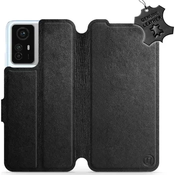 Pouzdro na mobilní telefon Kožené flip pouzdro Mobiwear - Xiaomi Redmi Note 12S - Černé (Kožené knížkové pouzdro, obal, kryt na mobil Xiaomi Redmi Note 12S, Černé, materiál Genuine Leather, ochrana 360°, stojánek, silikonová vanička, magnetické zavírání)