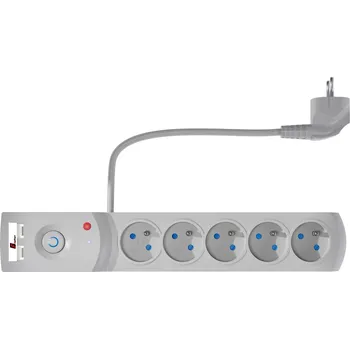 Přepěťová ochrana Napájecí lišta Getfort 5P 3m USB šedá