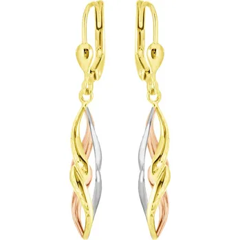 Náušnice GEMMAX Působivé visací náušnice ze žluto-bílo-růžového zlata – zlatý šperk ryzosti 585/1000 v Dárkovém balení s Certifikátem GLECN-21731