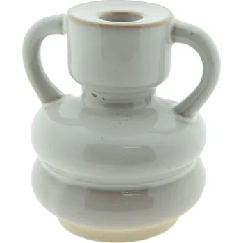 Svícen Béžový porcelánový svícen na úzkou svíčku Gerjen – 9x9 cm