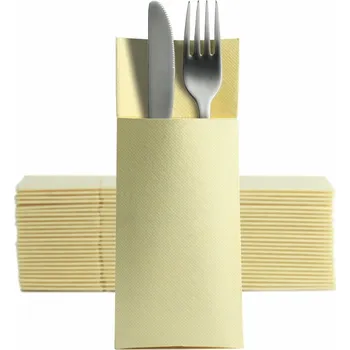 Jednorázové nádobí Kapsa na příbor krémová 320/380mm 50ks