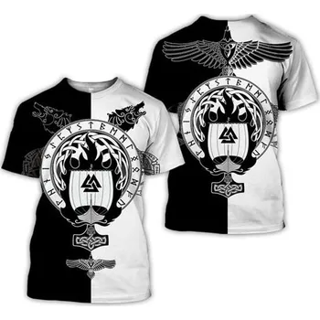 Pánské tričko Originálne tričko s potlačou 3D Viking Tattoo Velikost: 4XL, Barva (Varianta): Jako na obrázku 1