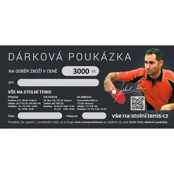 Stolní tenis Doplněk BUTTERFLY Poukázka 3000 Kč