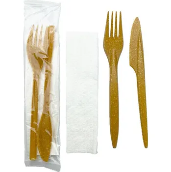 Jednorázové nádobí Think`n pack Příbor vidlička a nůž WPC + ubrousek TnP 18cm 200ks