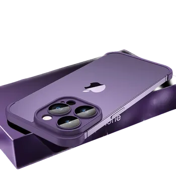 Pouzdro na mobilní telefon Silikonový bumper s tvrzeným sklem na čočky fotoaparátu pro iPhone 13 Pro Max Barva: Fialová