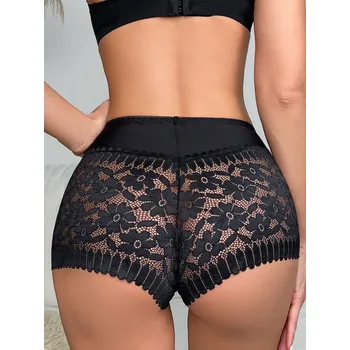 Kalhotky Velice svůdné dámské krajkové kalhotky s vysokým pasem Barva: Černá, Velikost: XL