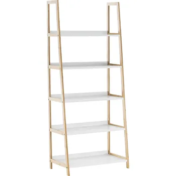 Obývací pokoj Tempo Kondela 5-policový regál, bílá / přírodní, KOEN TYP 3