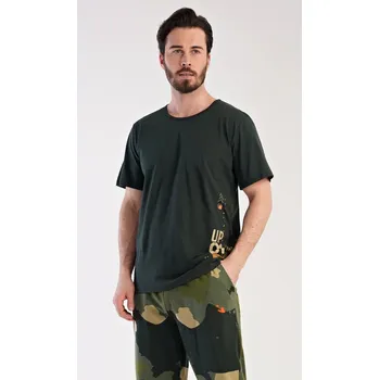 Pánské pyžamo Pánské pyžamo dlouhé Army černá XXL