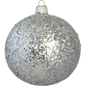 Skleněná ozdoba stříbrný glitr