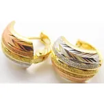 Klenoty Budín Mohutné gravírované zlaté náušnice z bílého, žlutého a růžového zlata 585/3,18gr HK2171 (Klenoty Budín Mohutné gravírované zlaté náušnice z bílého, žlutého a růžového zlata 585/3,18gr HK2171)