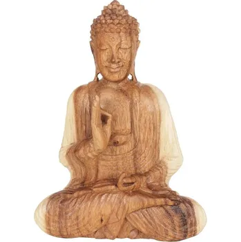 Soška Buddha dřevo 26 cm Vitarka natur