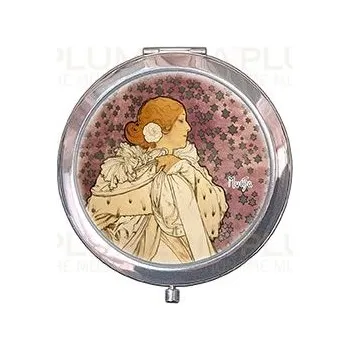 Zrcadlo Plumeria Mucha Kapesní zrcátko Dáma s kaméliemi