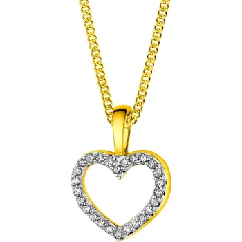 Přívěsek Zlatý přívěsek s diamanty - srdce - 0,06 ct - ryzost 585 - 172.157